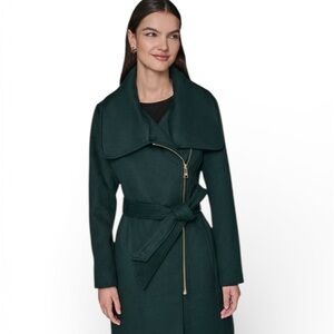 Elegant Women's Dark Green Coat M